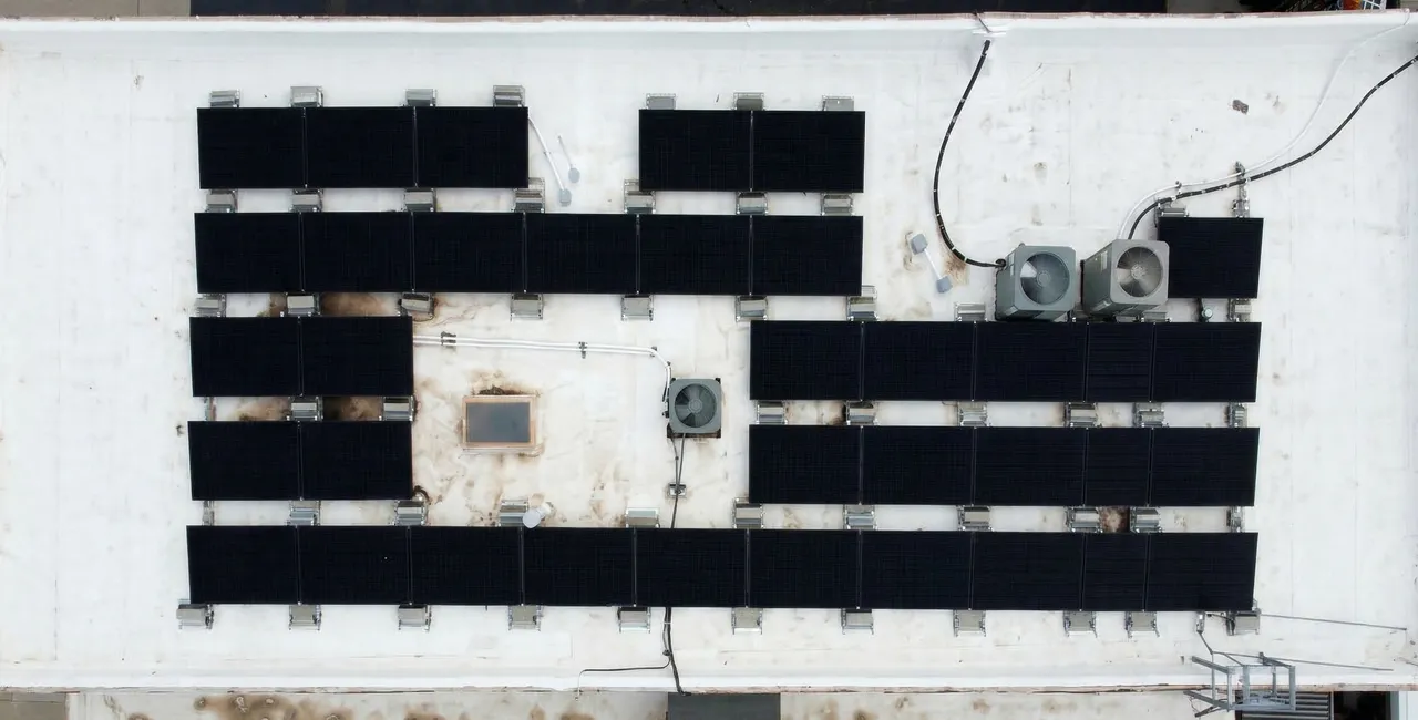 Oklahoma commercial solar installation example on a flat business rooftop