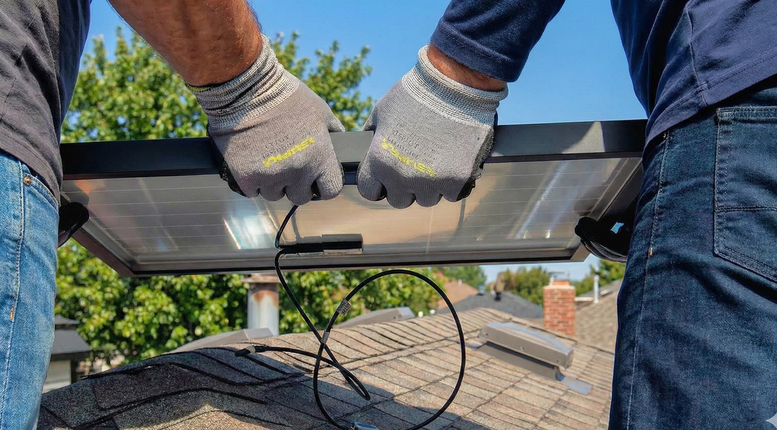 Affordable Solar installation crew on Oklahoma rooftop